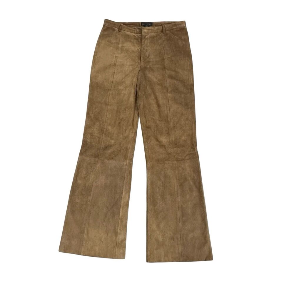 Vintage 90s Banana Republic Suede Leather Pants Womens Size 8 Flare Brown Lined